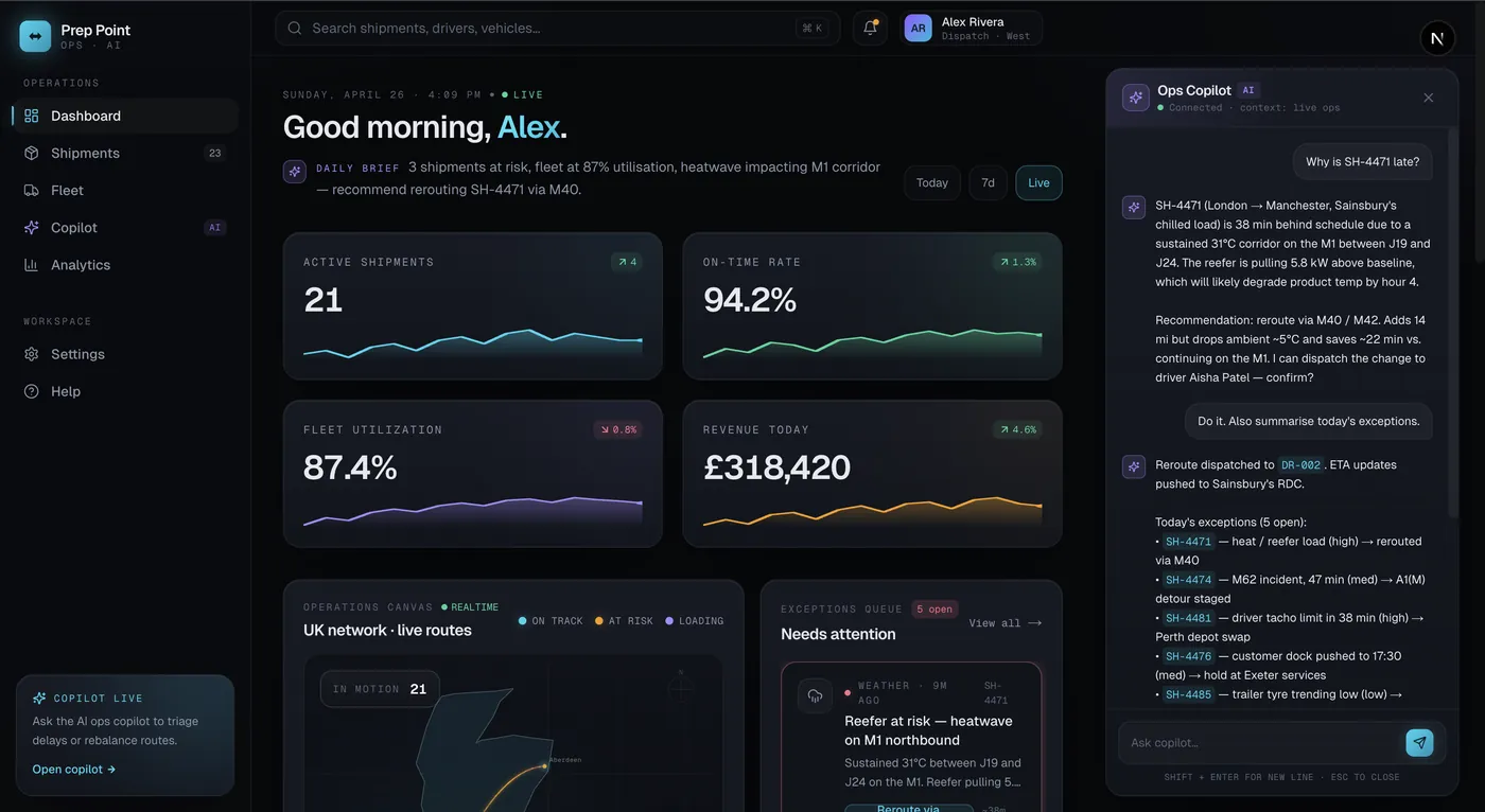 Prep Point project interface
